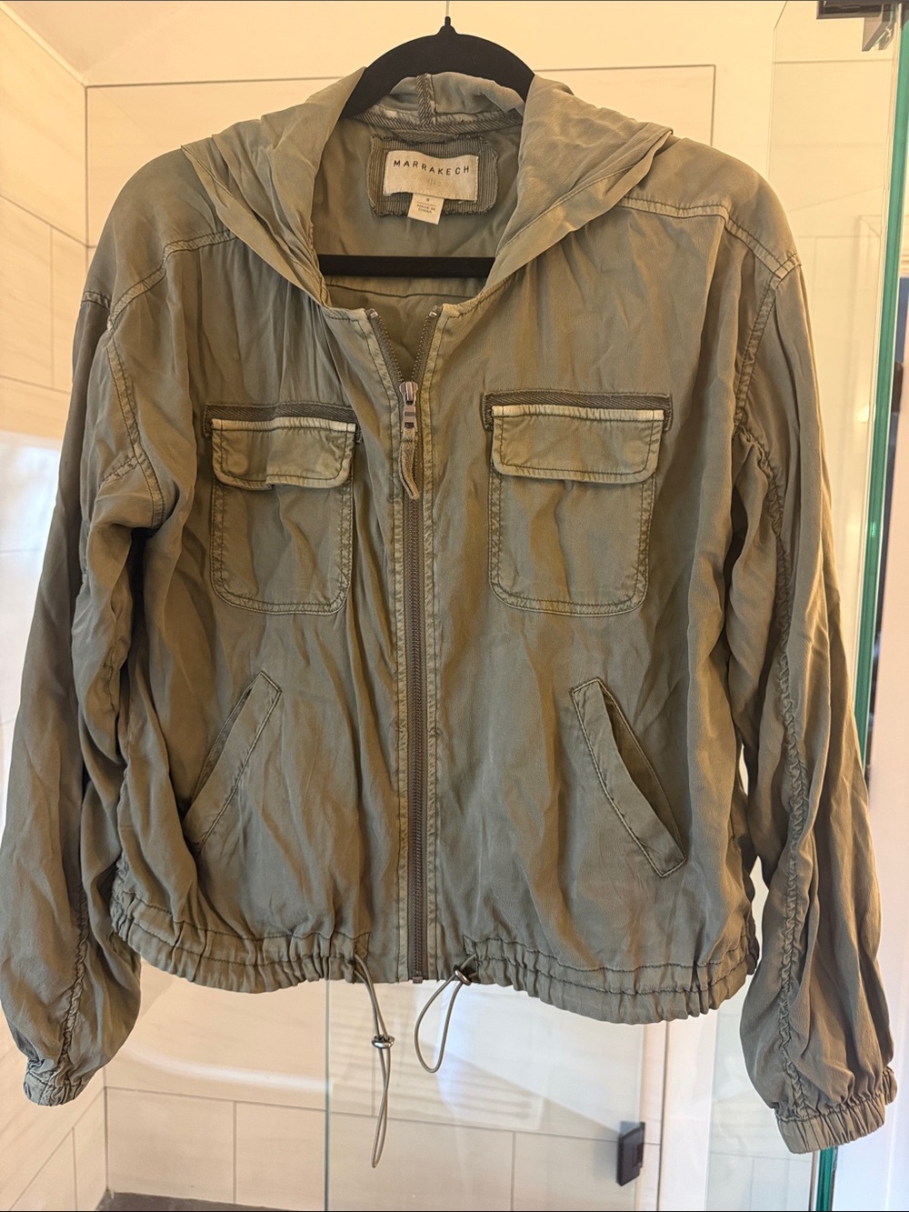 Marrakech Olive Hooded Utility Jacket